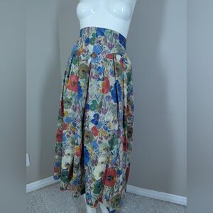 Vintage Geiger Floral Wool Skirt | Austrian Designer | High Waist Midi | Lined |